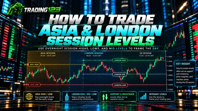 How to trade Asia and London session levels — use overnight session highs, lows and mid levels to frame the day